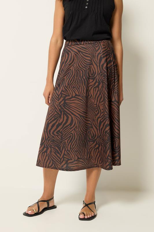M&Co Brown Zebra Print Midi Skirt | M&Co 1