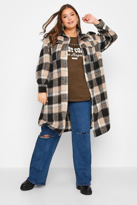 Plus Size Brown 'West Coast' Slogan T-Shirt | Yours Clothing 2
