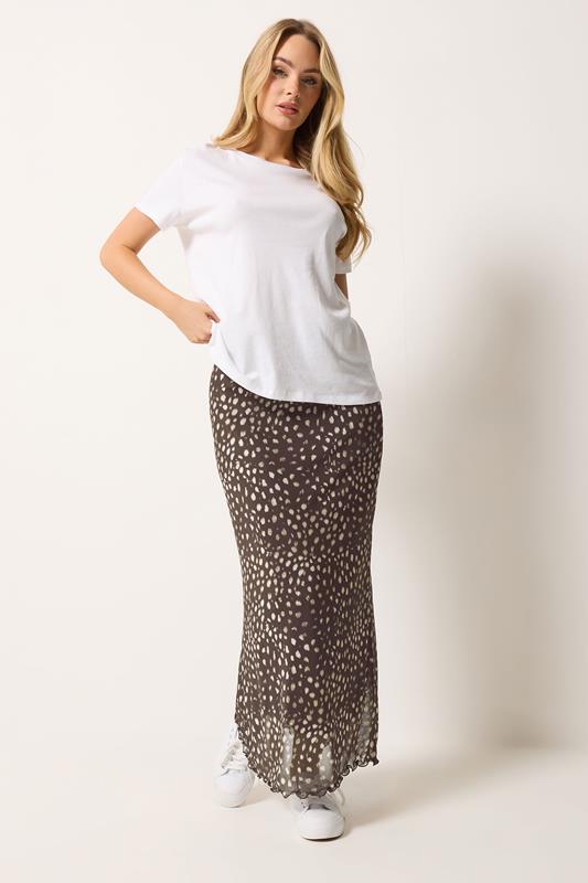 M&Co Brown Animal Print Mesh Maxi Skirt | M&Co 1