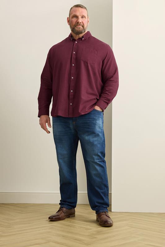 BadRhino Big & Tall Burgundy Red Long Sleeve Slub Shirt | BadRhino 6