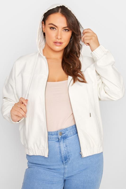 LIMITED COLLECTION Curve White Twill Bomber Jacket_D.jpg