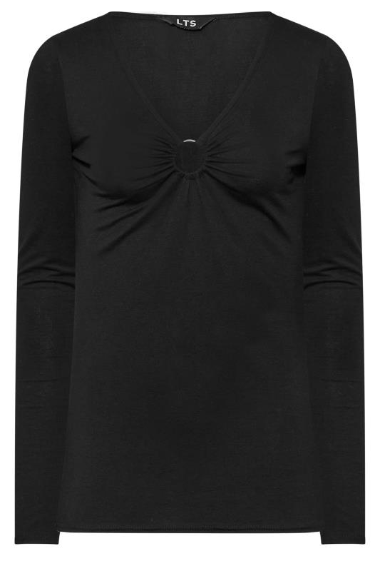 LTS Tall Black Long Sleeve Cut Out Neck Top 7
