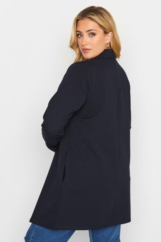 Curve Navy Blue Longline Jersey Blazer | Yours Clothing  3