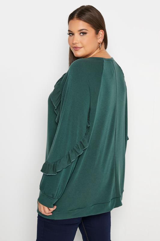 LIMITED COLLECTION Curve Green Frill Sleeve Top 3