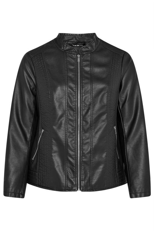 YOURS Plus Size Curve Black Faux Leather Zip Jacket | Yours Clothing  7