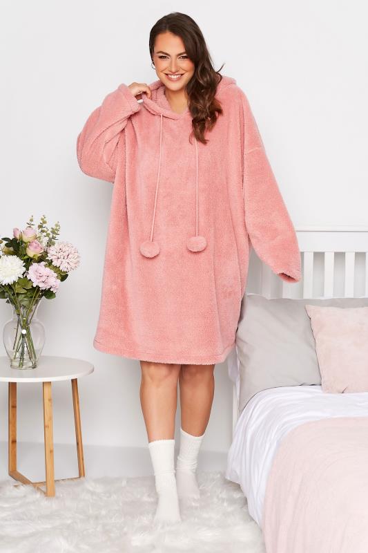 Plus Size Pink Snuggle Hoodie | Yours Clothing 1
