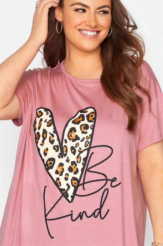 LIMITED COLLECTION Pink 'Be Kind' Leopard Print T-Shirt_D.jpg