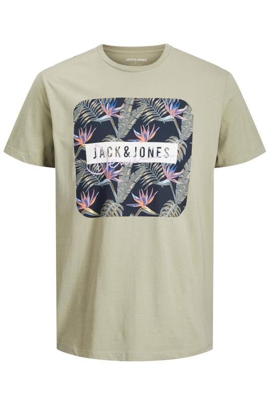 JACK & JONES Big & Tall Sage Green Tropical T-Shirt 2