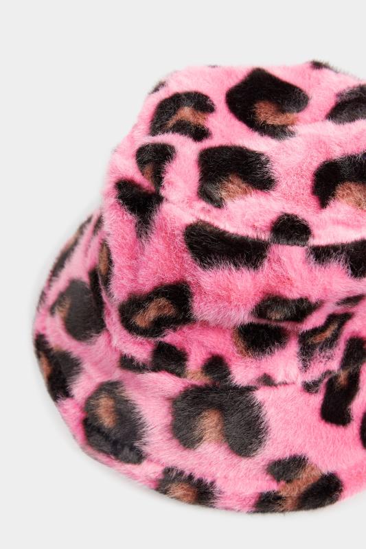 Pink Leopard Print Faux Fur Bucket Hat_D.jpg