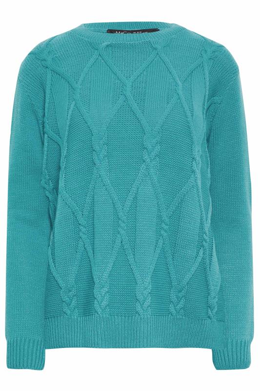 M&Co Teal Blue Cable Knit Jumper | M&Co 5
