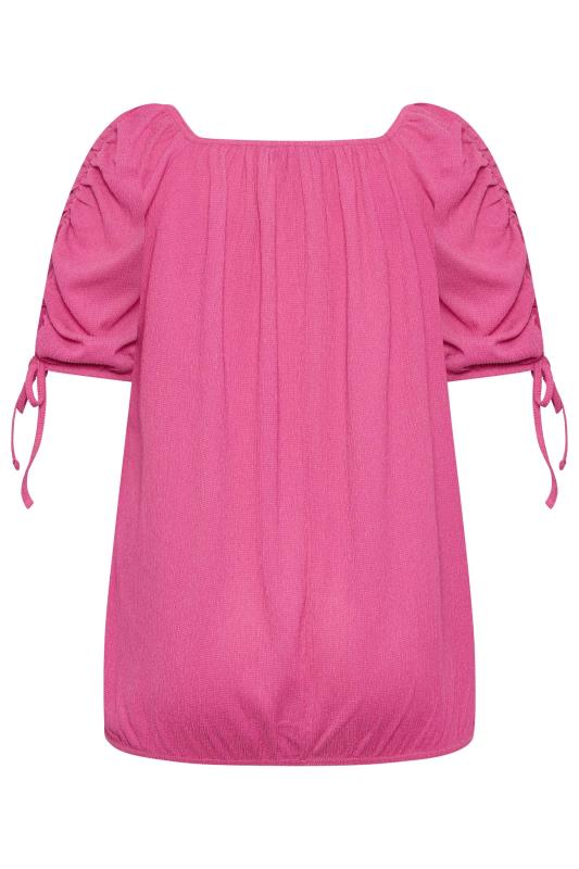 YOURS Plus Size Pink Textured Bubble Hem Top | Yours Clothing 6