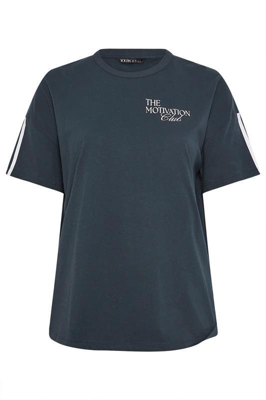 YOURS ACTIVE Plus Size Navy Blue 'The Motivation Club' T-Shirt | Yours Clothing 7