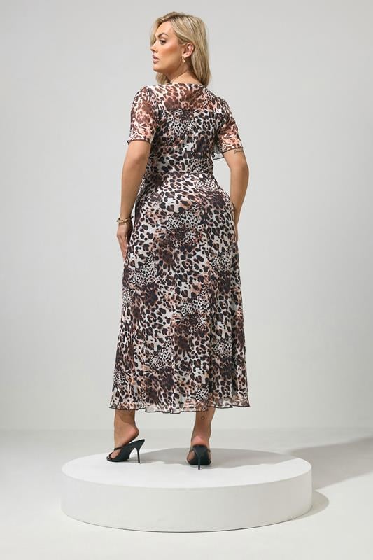 YOURS LONDON Plus Size Brown Leopard Square Neck Maxi Dress | Yours Clothing 2