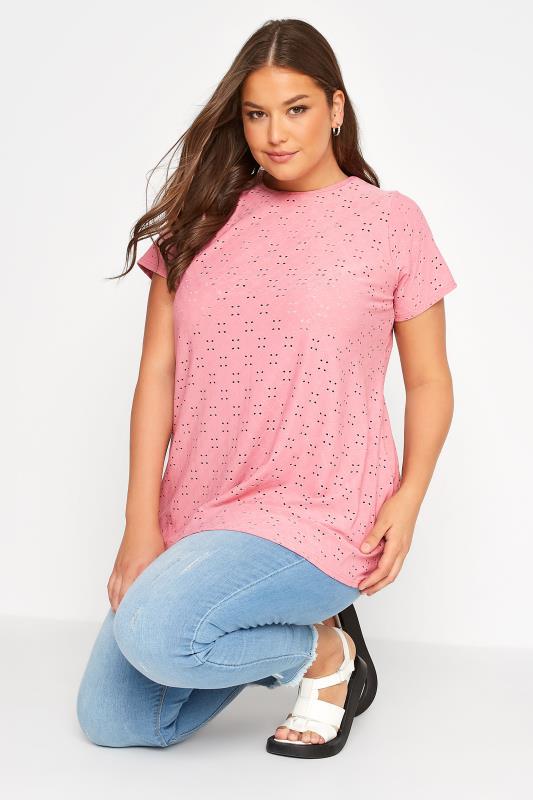 Curve Pink Broderie Anglaise Swing T-Shirt 4