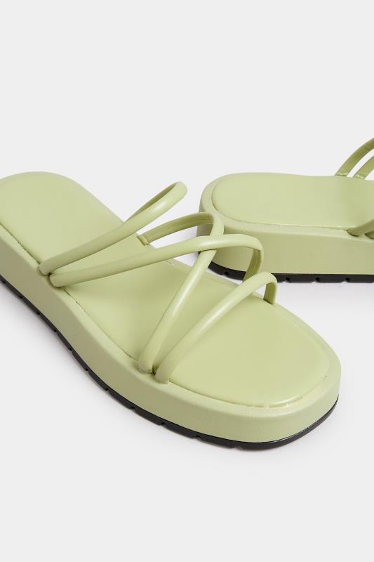 PixieGirl Sage Green Strappy Flatform Sandals In Standard Fit | PixieGirl 6