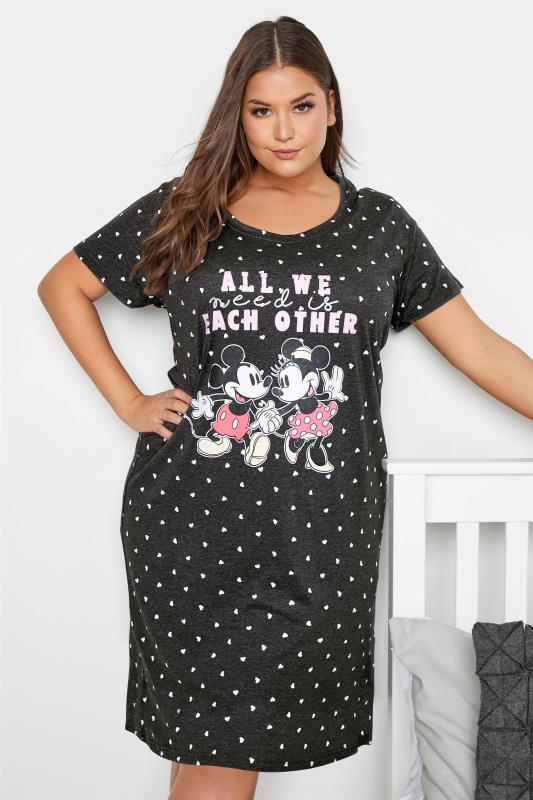 DISNEY Plus Size Grey Mickey and Minnie Nightdress | Yours Clothing 2