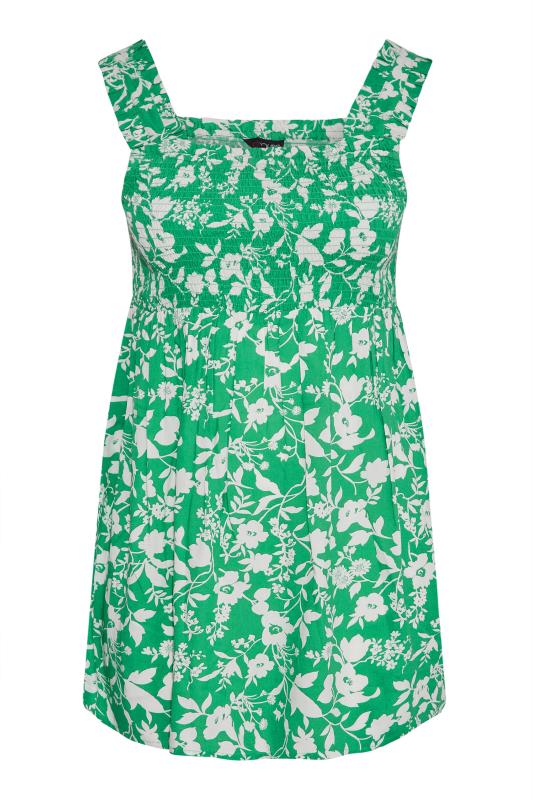 Plus Size Green Floral Shirred Vest Top | Yours Clothing 6