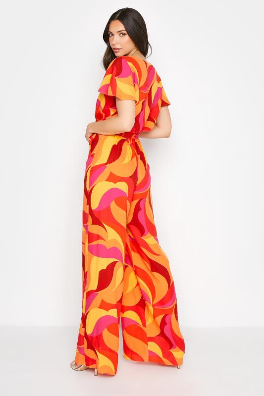LTS Tall Bright Orange Swirl Print Wrap Jumpsuit_D.jpg