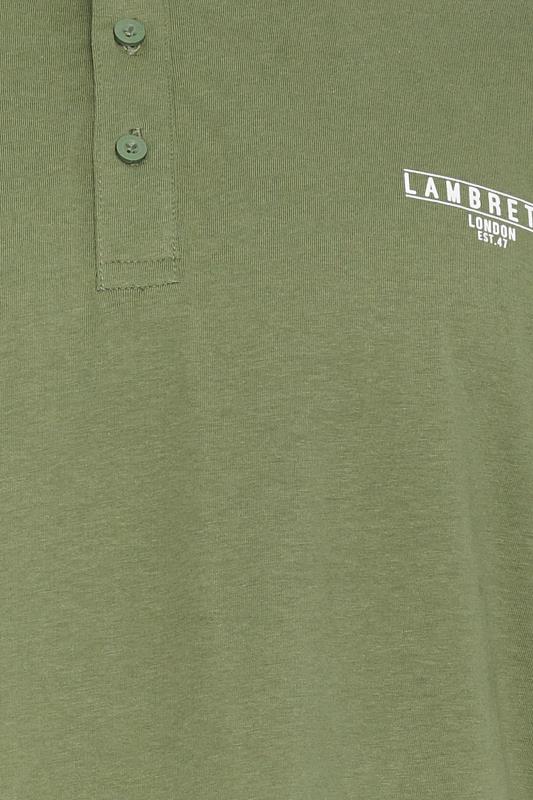 LAMBRETTA Big & Tall Khaki Green Polo Shirt | BadRhino 2