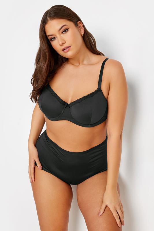 YOURS Plus Size Black Strapping Detail Faux Leather Padded Bra
