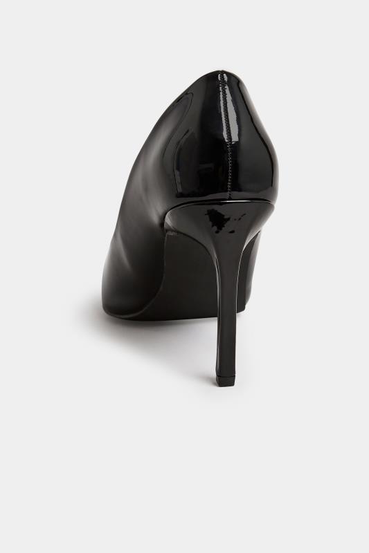 PixieGirl Black Patent Pointed Court Shoes In Standard Fit | PixieGirl 4