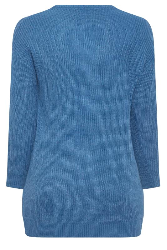 YOURS Curve Plus Size Blue Knitted Jumper | Yours Clothing  7
