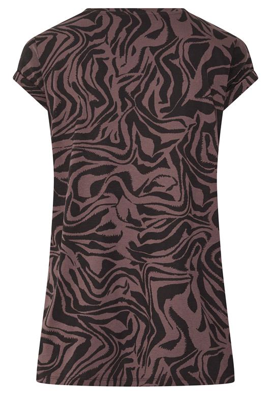 YOURS Plus Size Brown Zebra Print V-Neck T-Shirt | Yours Clothing 2