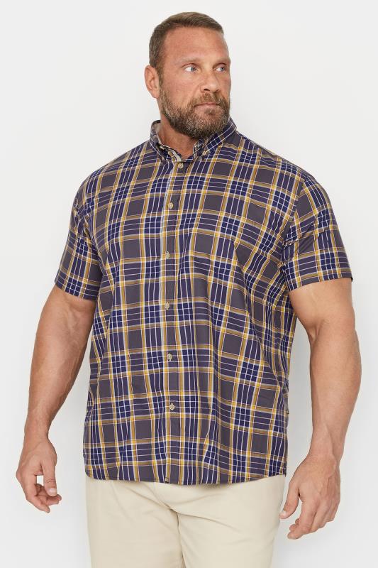  KAM Big & Tall Blue Multi Short Sleeve Check Shirt