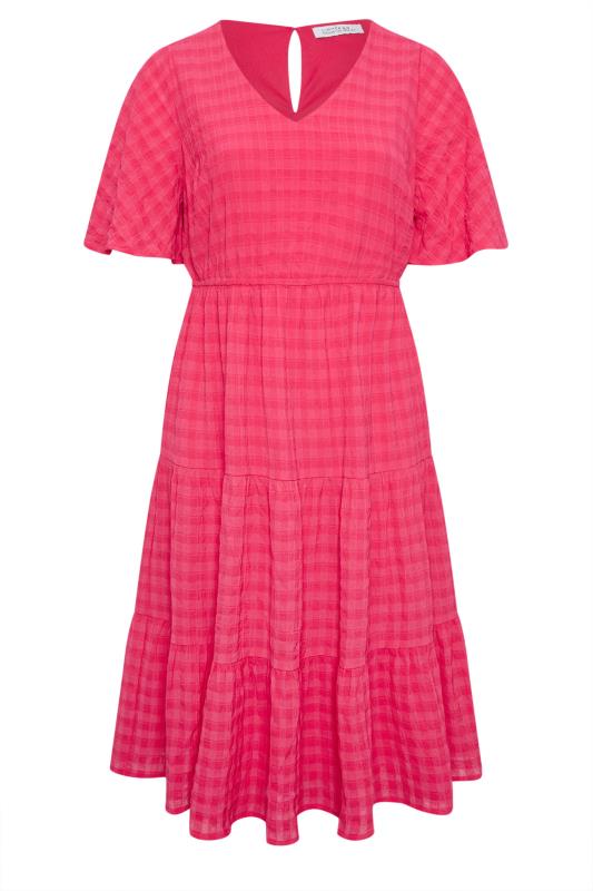 LIMITED COLLECTION Plus Size Pink Textured Smock Midi Dress | Yours Clothing 5