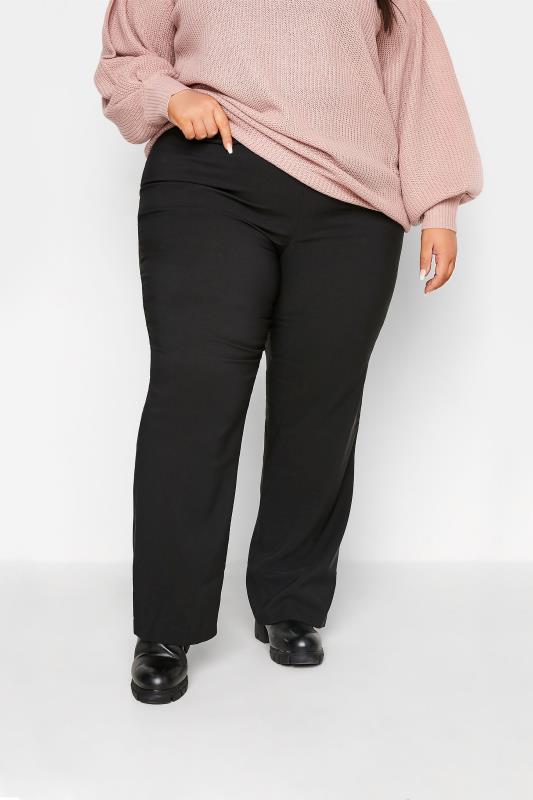 Plus Size Black Flared Trousers | Yours Clothing 1