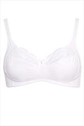 White Cotton Lace Trim Non-Padded Non-Wired Bralette | Yours Clothing 2