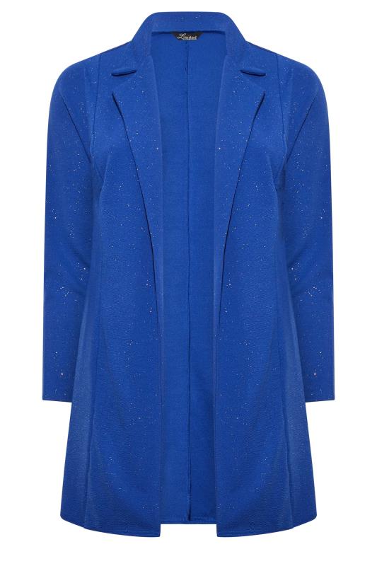 LIMITED COLLECTION Plus Size Cobalt Blue Glitter Longline Blazer | Yours Clothing 6