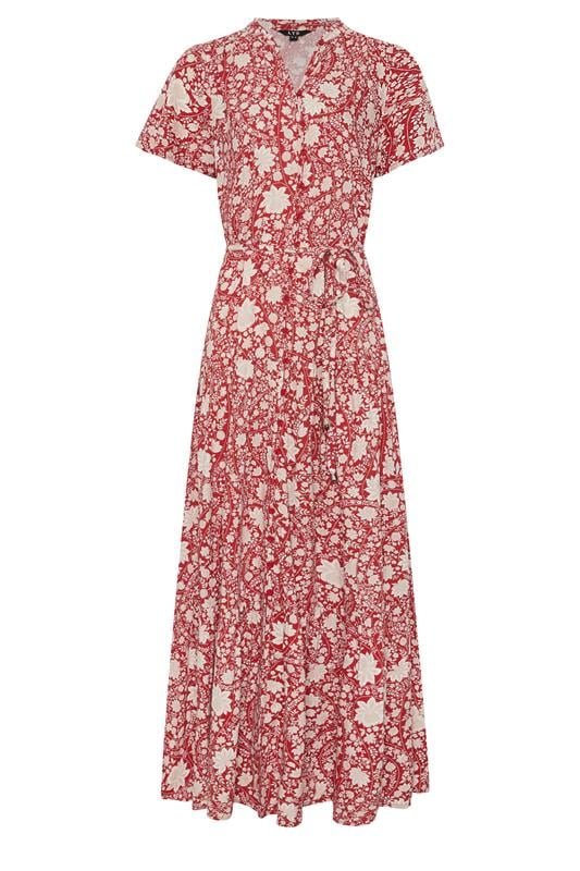 LTS Tall Women's Berry Red Floral Tie Waist Maxi Dress | Long Tall Sally 6