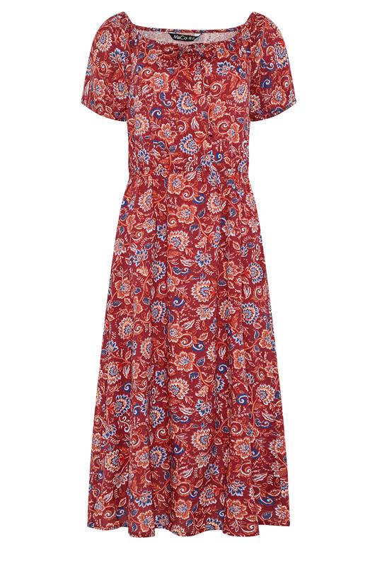 M&Co Red Abstract Print Scoop Neck Dress | M&Co 5