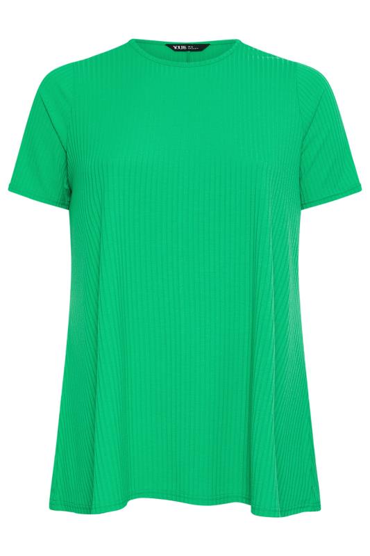 YOURS Plus Size Green Ribbed T-Shirt | Yours Clothing 5