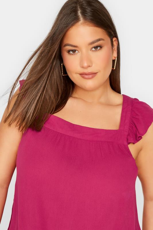 LTS Tall Women's Pink Crinkle Frill Top | Long Tall Sally 4