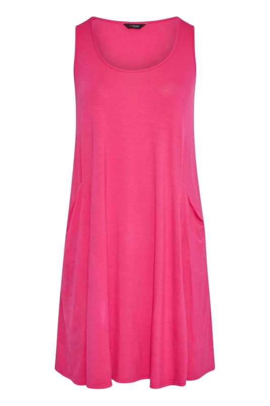 Curve Hot Pink Sleeveless Drape Pocket Midi Dress 6