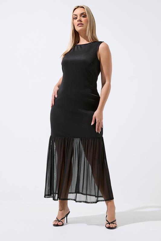 black sheer plus size dress Elegant Plus Size Black Sheer Mesh Bodycon Dress for Spring and Autumn  Parties