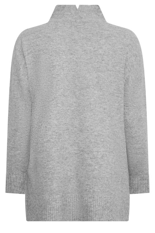 YOURS Plus Size Grey High Neck Knitted Jumper | Yours Clothing 8