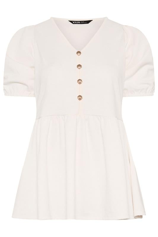 YOURS Plus Size White Peplum Shell Detail Top | Yours Clothing 5