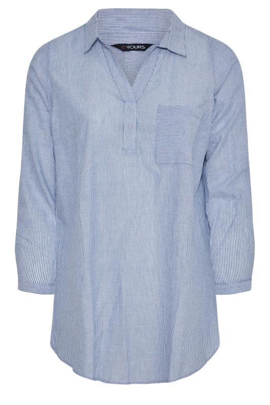 Plus Size Blue Stripe Placket Shirt | Yours Clothing 7
