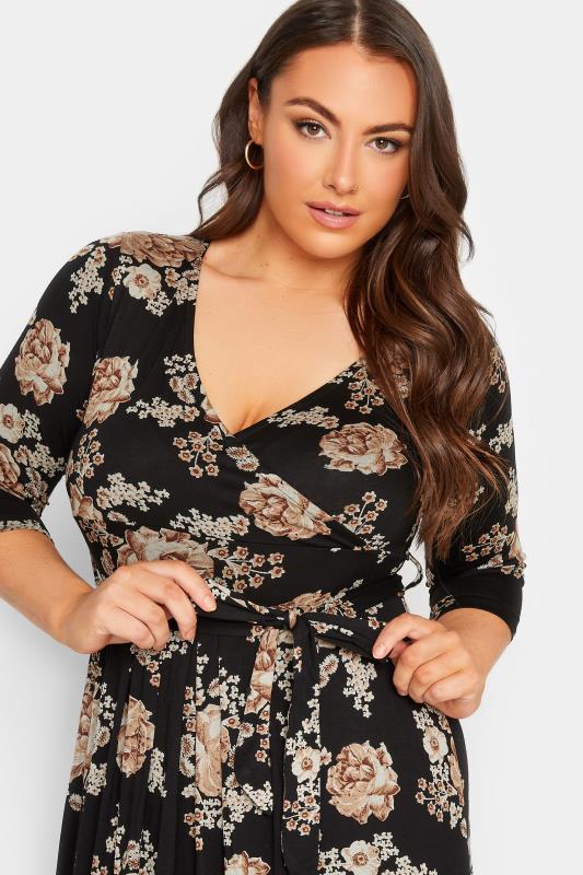 Plus Size Black Floral V-Neck Maxi Dress | Yours Clothing 4