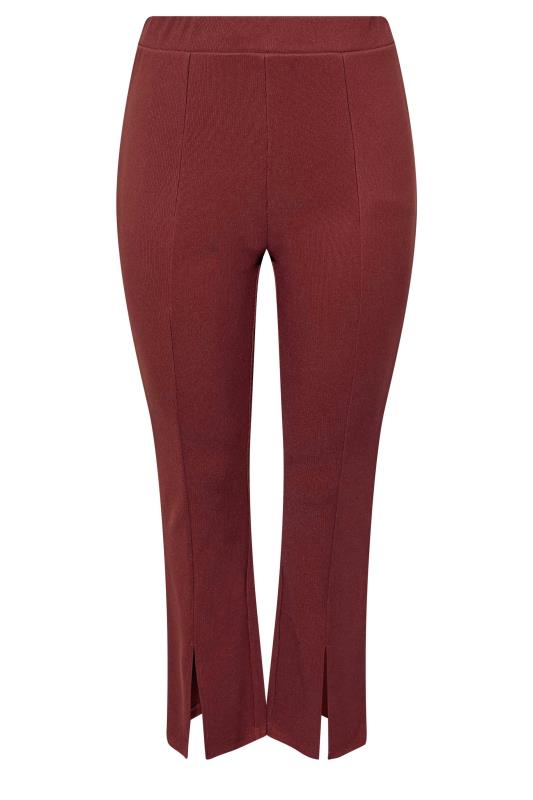 Plus Size Burgundy Red Split Front Flared Leggings | Yours Clothing 4
