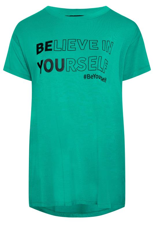 YOURS ACTIVE Plus Size Green 'Believe In Yourself' Top | Yours Clothing 6