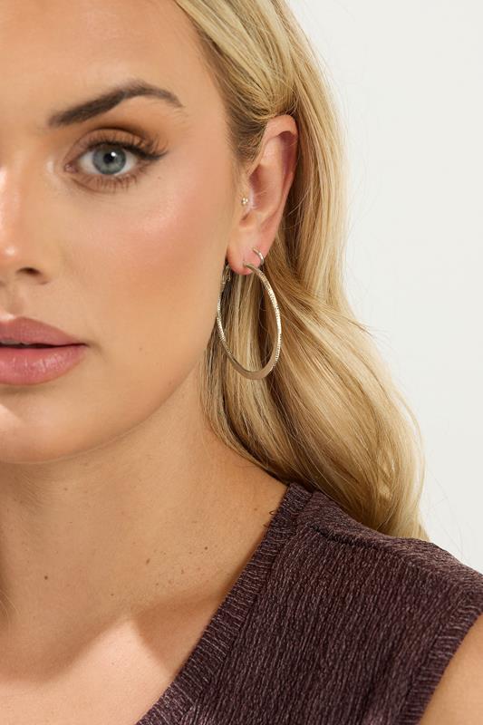  3 PACK Gold Tone Large Hoop Earrings