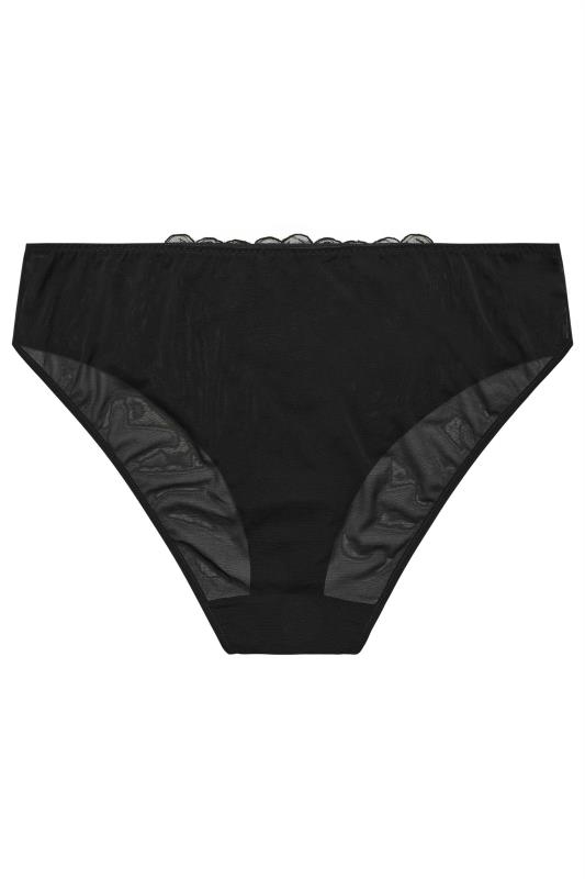 YOURS Plus Size Black Lace Embroidered Front Briefs | Yours Clothing 5
