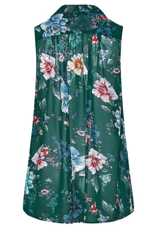 Curve Green Floral Sleeveless Swing Blouse 7