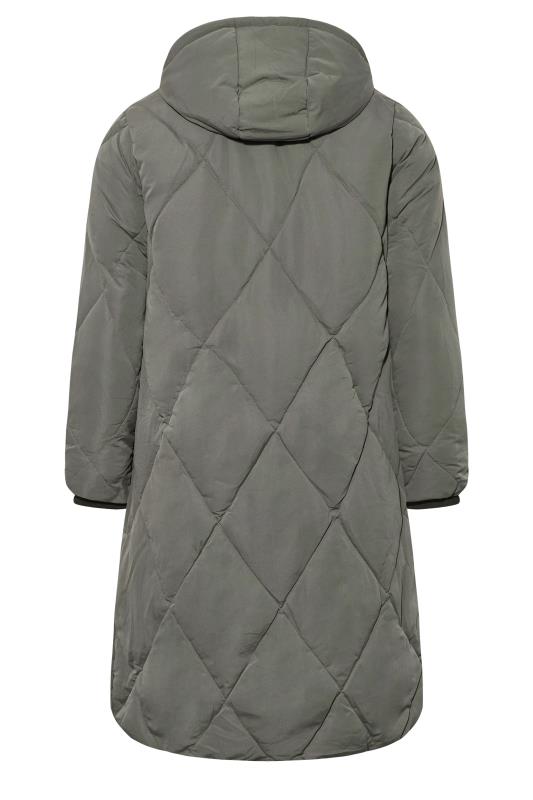 Plus Size Grey Quilted Midaxi Coat | Yours Clothing 7