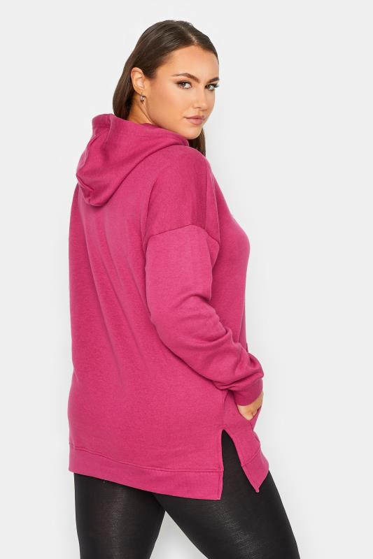 Plus Size Pink Overhead Hoodie | Yours Clothing 3