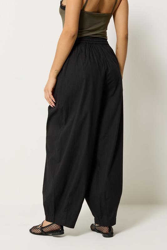 PixieGirl Petite Women's Black Poplin Cotton Barrel Leg Trousers | PixieGirl 2